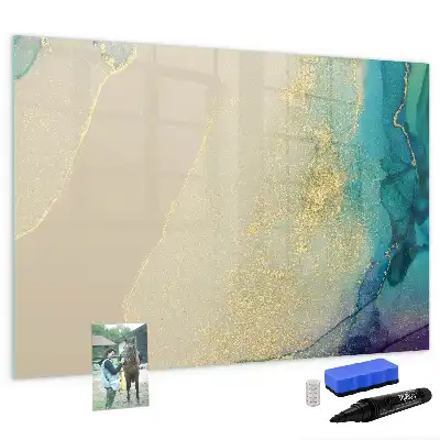 Pizarra magnética de pared con rotulador diseño de mármol colorido