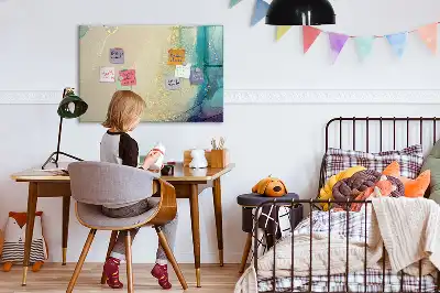 Pizarra magnética de pared con rotulador diseño de mármol colorido