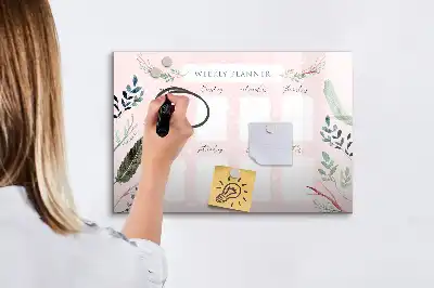 Pizarra magnética semanal de pared con rotulador incluido