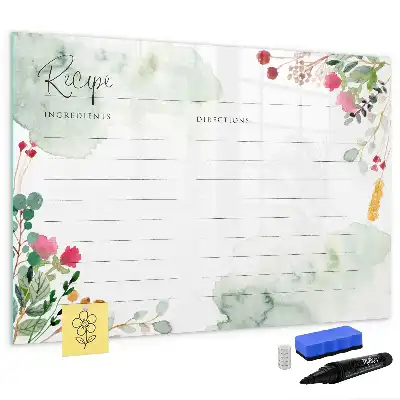 Pizarra magnética de pared diseño para recetas con rotulador