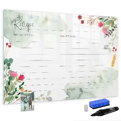 Pizarra magnética de pared diseño para recetas con rotulador