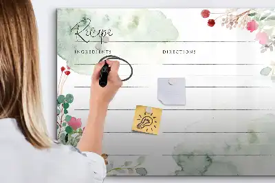 Pizarra magnética de pared diseño para recetas con rotulador