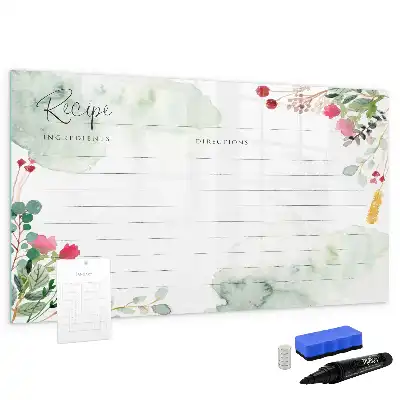 Pizarra magnética de pared diseño para recetas con rotulador