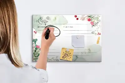 Pizarra magnética de pared diseño para recetas con rotulador