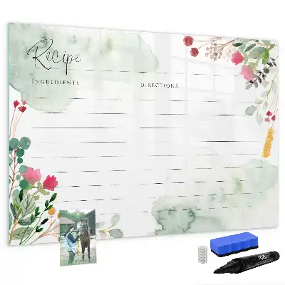 Pizarra magnética de pared diseño para recetas con rotulador