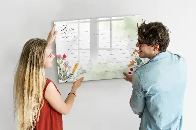 Pizarra de cristal borrable con imanes diseño decorativo para recetas