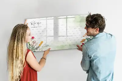 Pizarra de cristal borrable con imanes diseño decorativo para recetas
