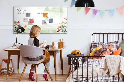 Pizarra de cristal borrable con imanes diseño decorativo para recetas
