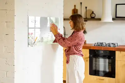 Pizarra de cristal borrable con imanes diseño decorativo para recetas