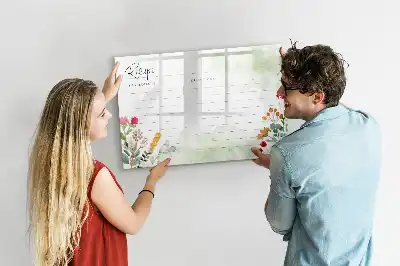Pizarra de cristal borrable con imanes diseño decorativo para recetas