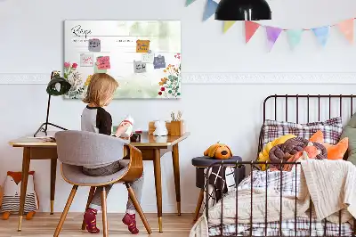 Pizarra de cristal borrable con imanes diseño decorativo para recetas