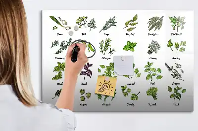 Pizarra borrable de cristal con imanes diseño de especies de árboles