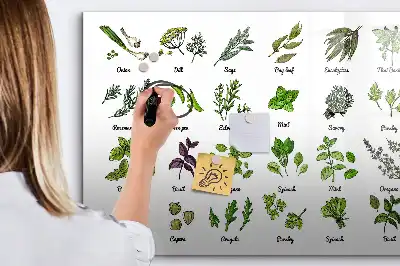 Pizarra borrable de cristal con imanes diseño de especies de árboles