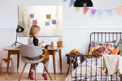 Pizarra magnética de pared diseño de abstracción pastel con rotulador incluido