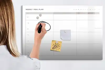Pizarra borrable de cristal con imanes diseño de menú simple