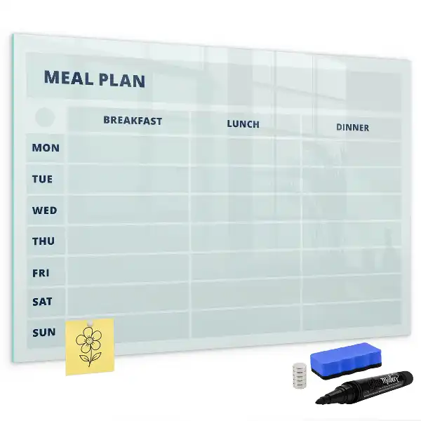 Pizarra magnética de pared con rotulador diseño para plan de comidas en color pastel