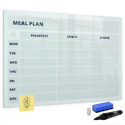 Pizarra magnética de pared con rotulador diseño para plan de comidas en color pastel