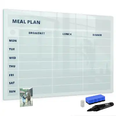 Pizarra magnética de pared con rotulador diseño para plan de comidas en color pastel