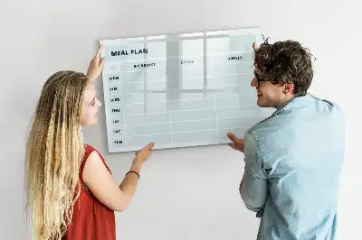 Pizarra magnética de pared con rotulador diseño para plan de comidas en color pastel