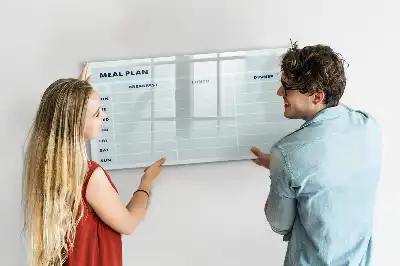 Pizarra magnética de pared con rotulador diseño para plan de comidas en color pastel