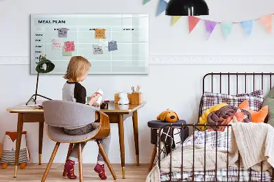 Pizarra magnética de pared con rotulador diseño para plan de comidas en color pastel