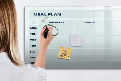 Pizarra magnética de pared con rotulador diseño para plan de comidas en color pastel