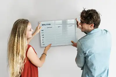 Pizarra magnética de pared con rotulador diseño para plan de comidas en color pastel