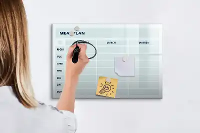 Pizarra magnética de pared con rotulador diseño para plan de comidas en color pastel
