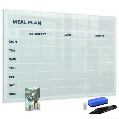 Pizarra magnética de pared con rotulador diseño para plan de comidas en color pastel