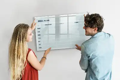 Pizarra magnética de pared con rotulador diseño para plan de comidas en color pastel