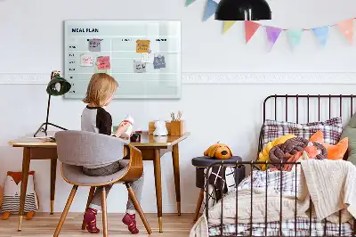 Pizarra magnética de pared con rotulador diseño para plan de comidas en color pastel