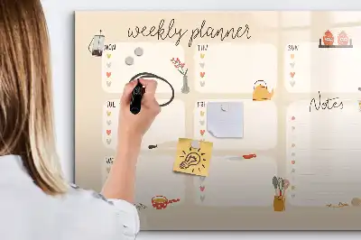 Planificador semanal de pared pizarra magnética con rotulador