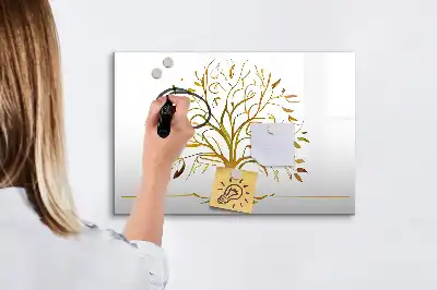 Pizarra magnética de pared diseño de árbol dorado con rotulador incluido