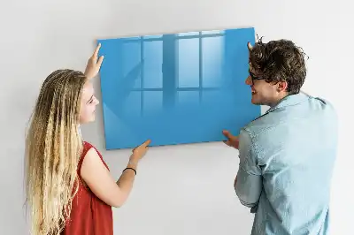 Pizarra borrable de cristal con imanes en color azul claro