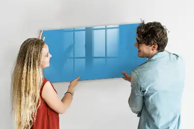 Pizarra borrable de cristal con imanes en color azul claro