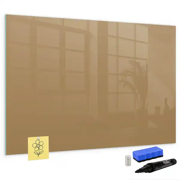 Pizarra borrable de cristal con imanes de color avellana oscuro