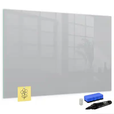 Pizarra borrable de cristal con imanes de color gris claro