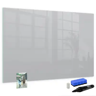 Pizarra borrable de cristal con imanes de color gris claro