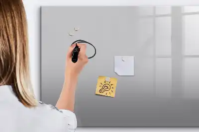 Pizarra borrable de cristal con imanes de color gris claro