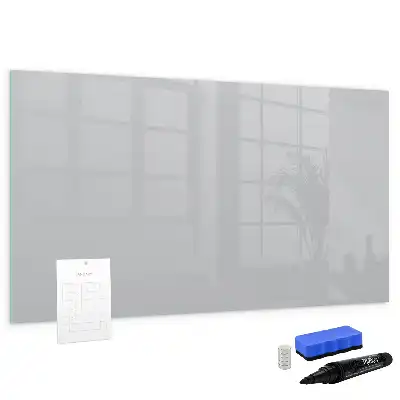 Pizarra borrable de cristal con imanes de color gris claro
