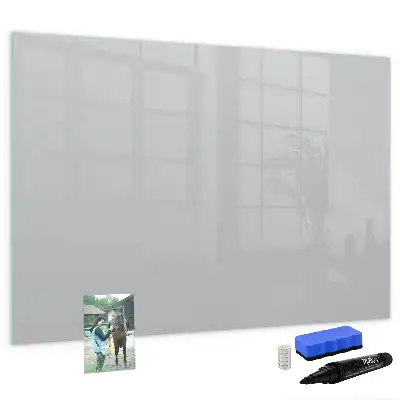 Pizarra borrable de cristal con imanes de color gris claro