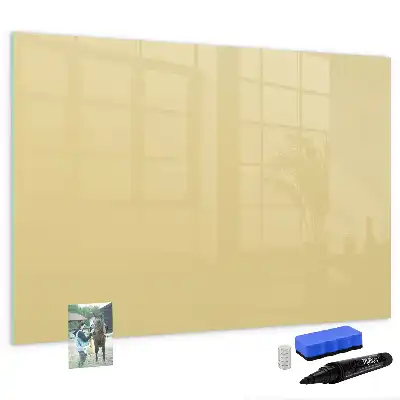 Pizarra borrable de cristal con imanes color crema