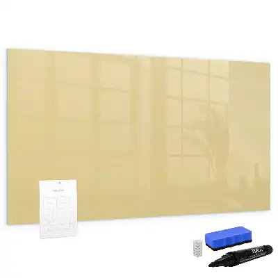 Pizarra borrable de cristal con imanes color crema