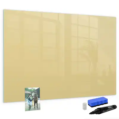 Pizarra borrable de cristal con imanes color crema
