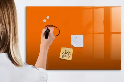 Pizarra borrable de cristal con imanes de color naranja