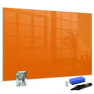 Pizarra borrable de cristal con imanes de color naranja
