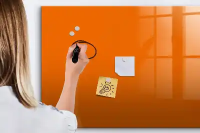Pizarra borrable de cristal con imanes de color naranja