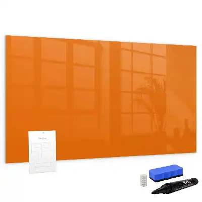 Pizarra borrable de cristal con imanes de color naranja