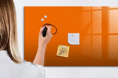 Pizarra borrable de cristal con imanes de color naranja