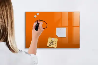 Pizarra borrable de cristal con imanes de color naranja